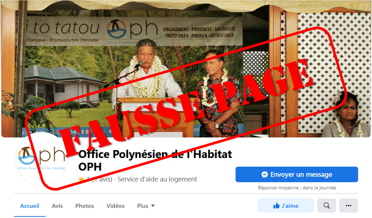 ATTENTION: Fausse page Facebook Office Polynésien de l’Habitat OPH